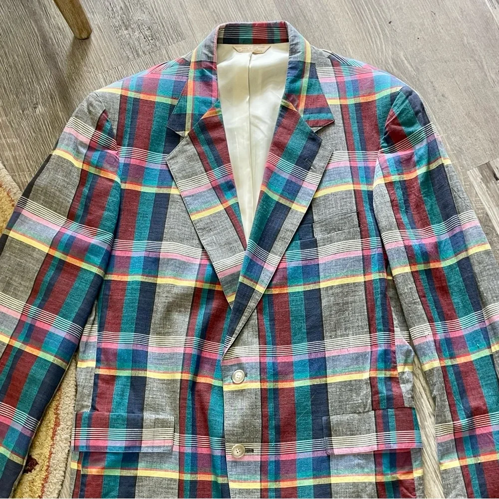 Vintage Tyson’s Menswear Inc. Colorful Plaid Two-Button Sports Coat Blazer 44L - Picture 4 of 16